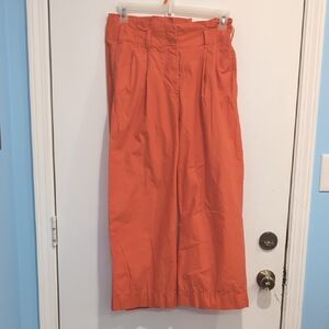 J. Crew Bright Orange Wide Leg Cropped Cotton Pants Size 6